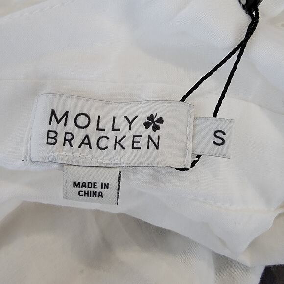 Molly Bracken Women's Ruffle Trim Cross Back Dress White Eyelet Small NWT - Picture 6 of 7